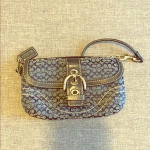 Coach Mini Signature Soho Buckle wristlet in navy